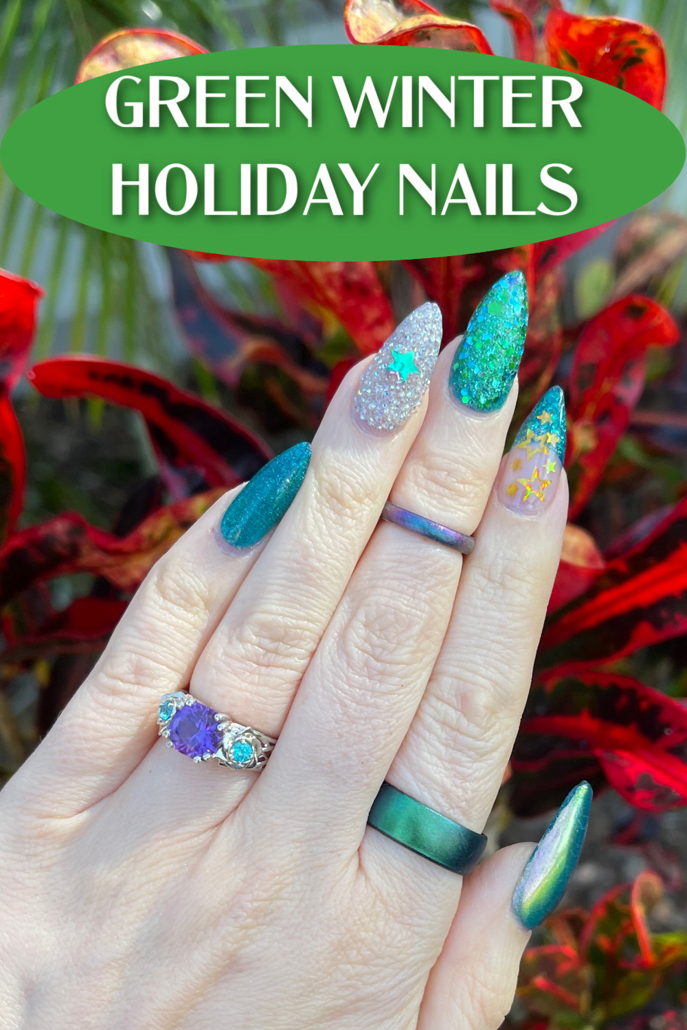 Inexperienced Winter Trip Nails – DIY Nails at Dwelling